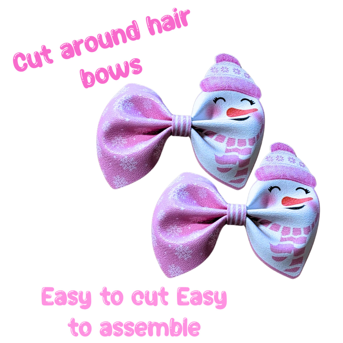 4 x Cut around Pinch bow set 3.5” Snowman