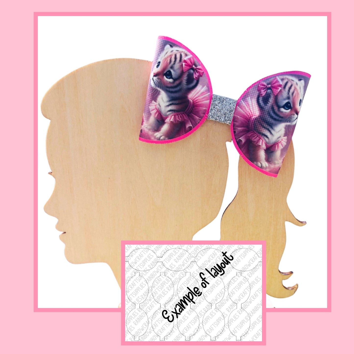 Tiger Cub Cute In a Tutu theme themed pre printed canvas hair bow loops x 7