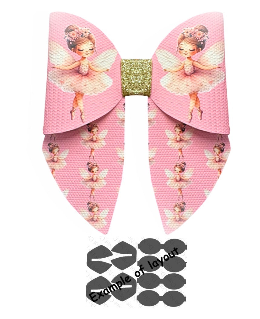 4 x printed in house Leatherette bow loops and sailor tails 3.5” Fairies