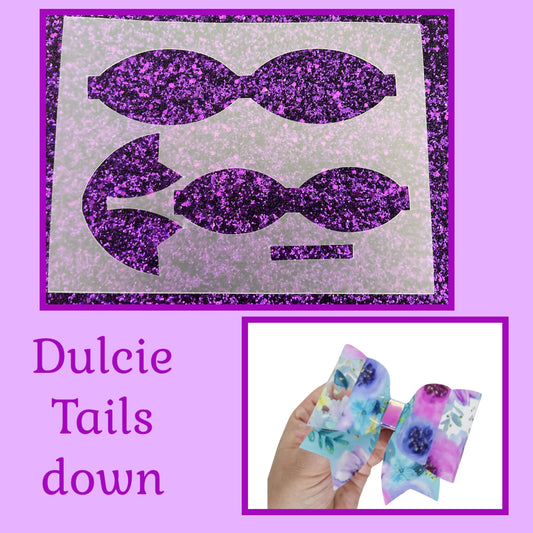 3.5” Dulcie tails down shaped plastic Hair bow stencil