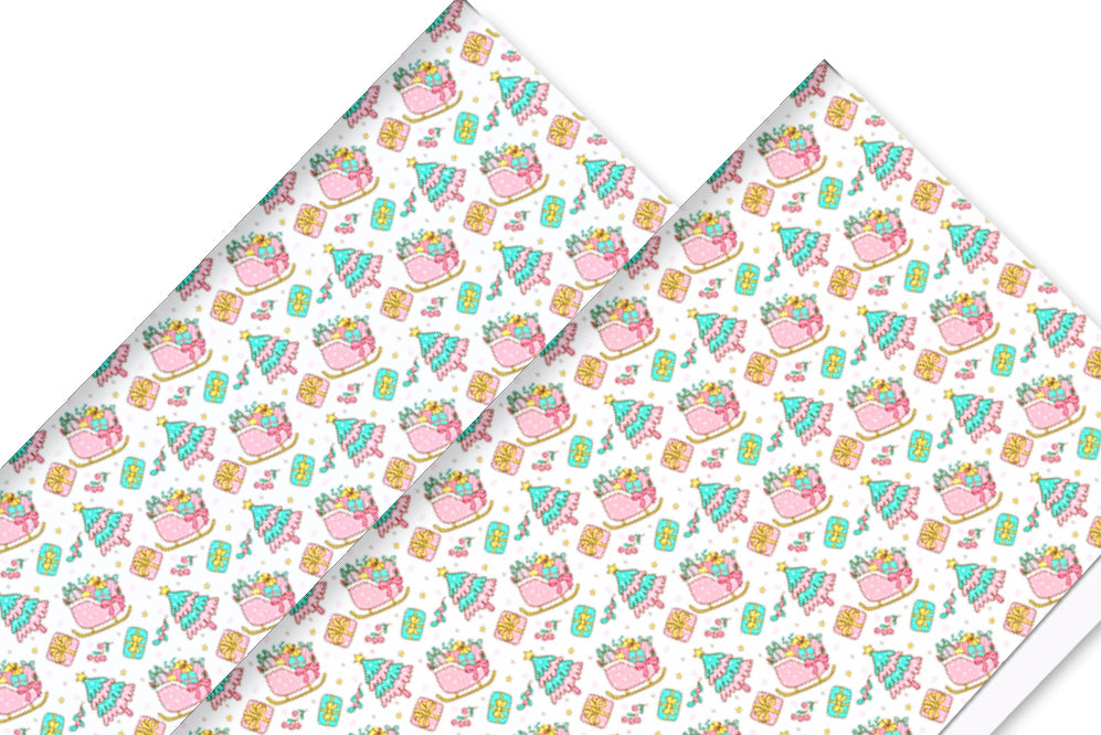 Christmas theme In house printed leatherette fabric A4