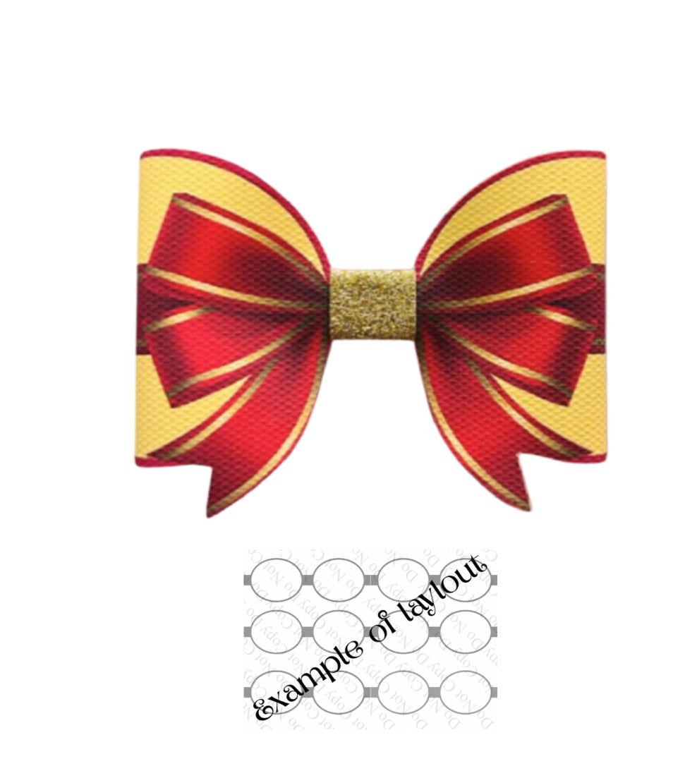 6 x Red 3D Bow leatherette hair bow loops 3.5”