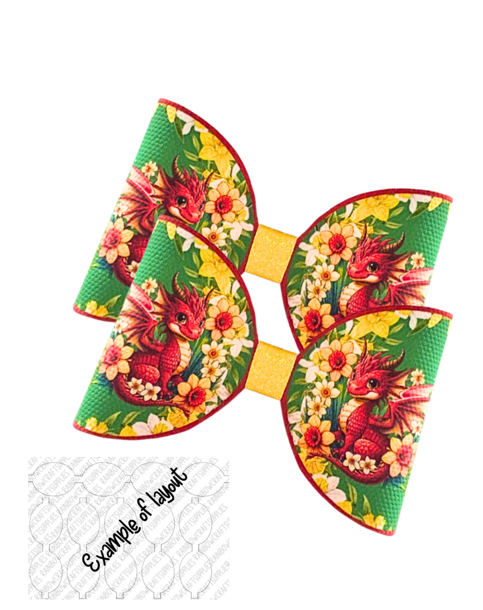 St Davids day themed pre printed canvas bow loops x 7 (3.5”)