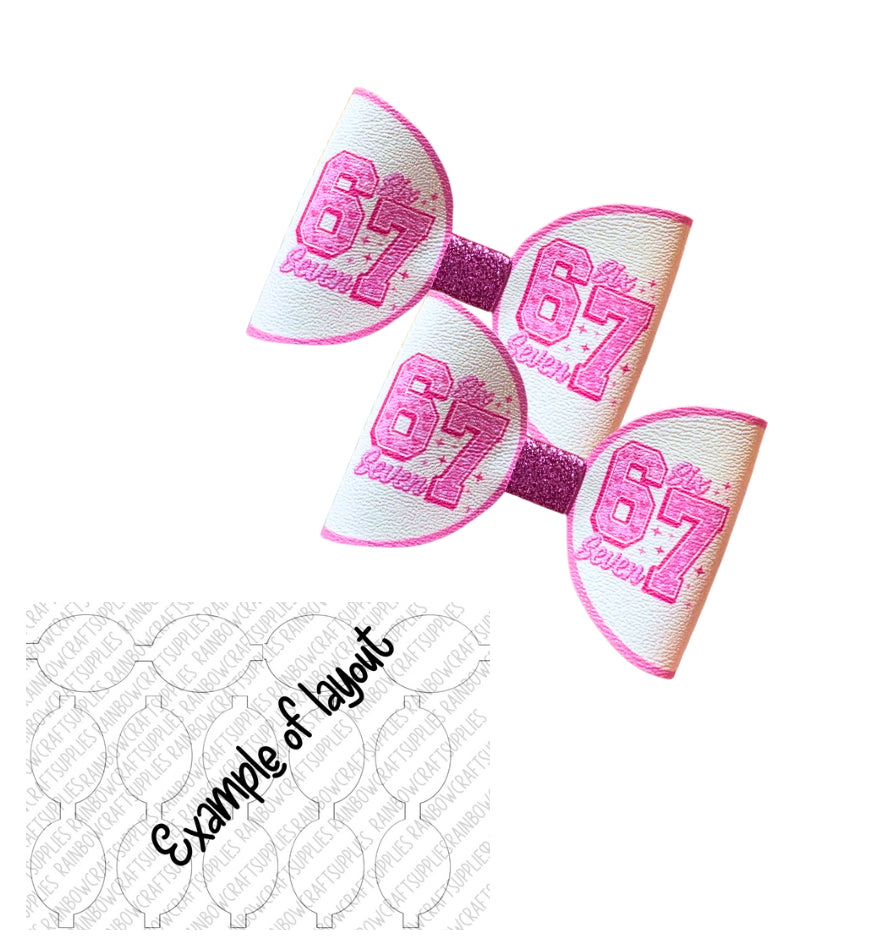 7 x printed in house Leatherette bow loops 3.5” “6 7”