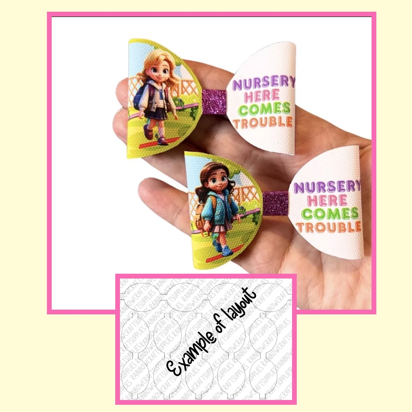 7 x Nursery themed print Hair bow loops