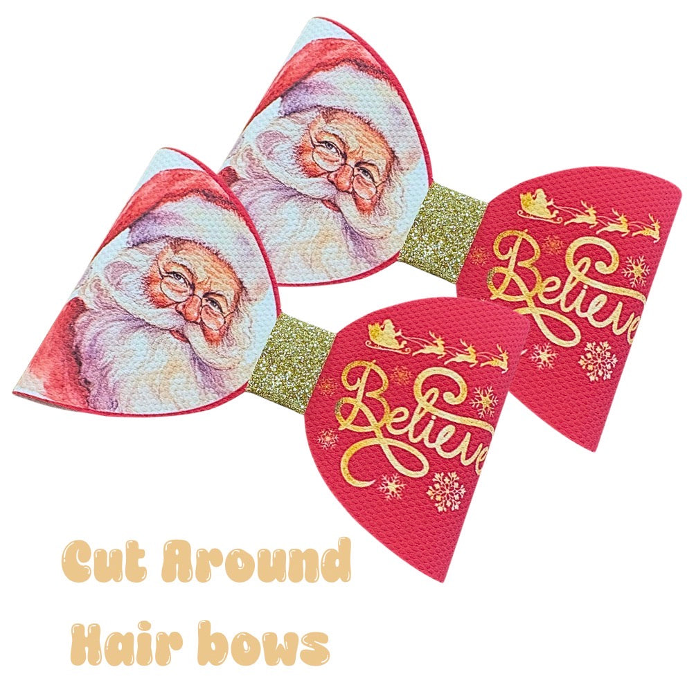 7 x Cut around hair bow loops 3.5” Canvas/leatherette Believe
