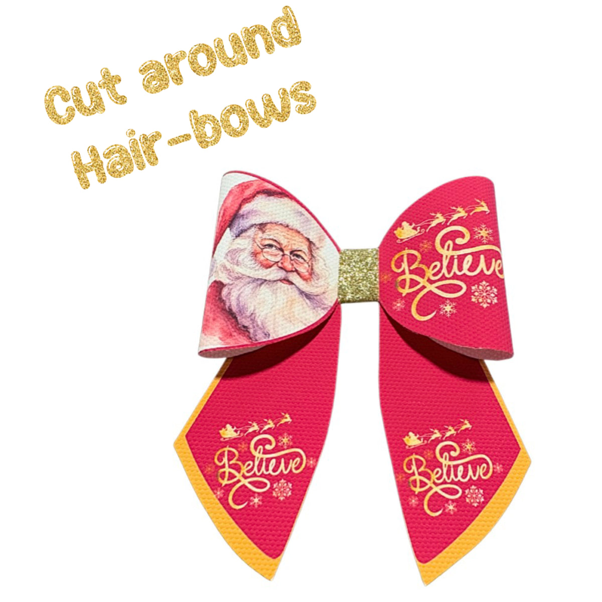 4 x Cut around Sailor bow set 3.5” Santa Believe