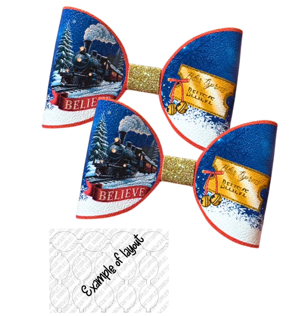 7 x Polar Express Christmas themed bow loops 3.5”