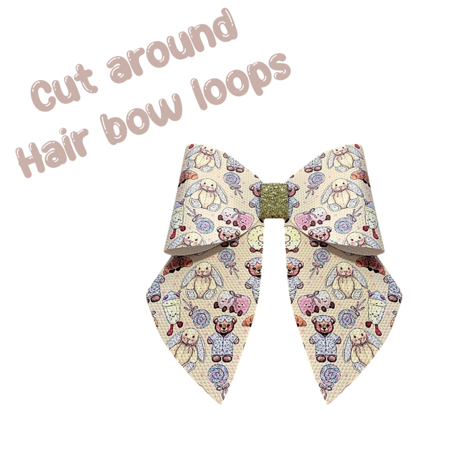 4 piece Kawaii squishy pastel leatherette bow loops and Sailor Tails 3.5”