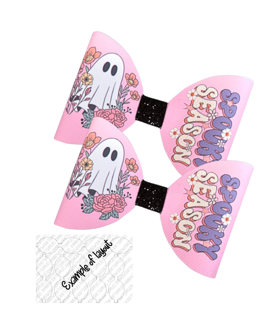 Halloween season pre printed canvas bow loops x 7