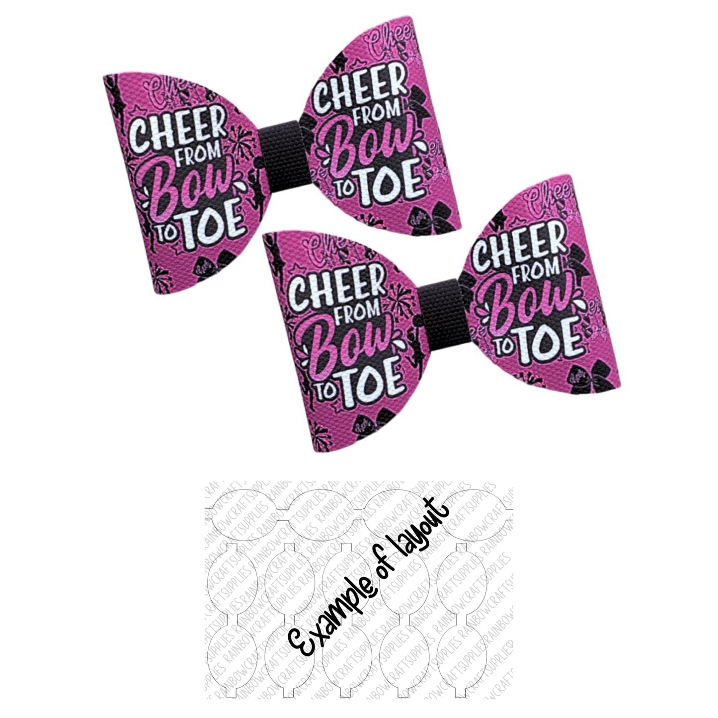 7 x Cheer bow themed canvas Hair bow loops 3.5”