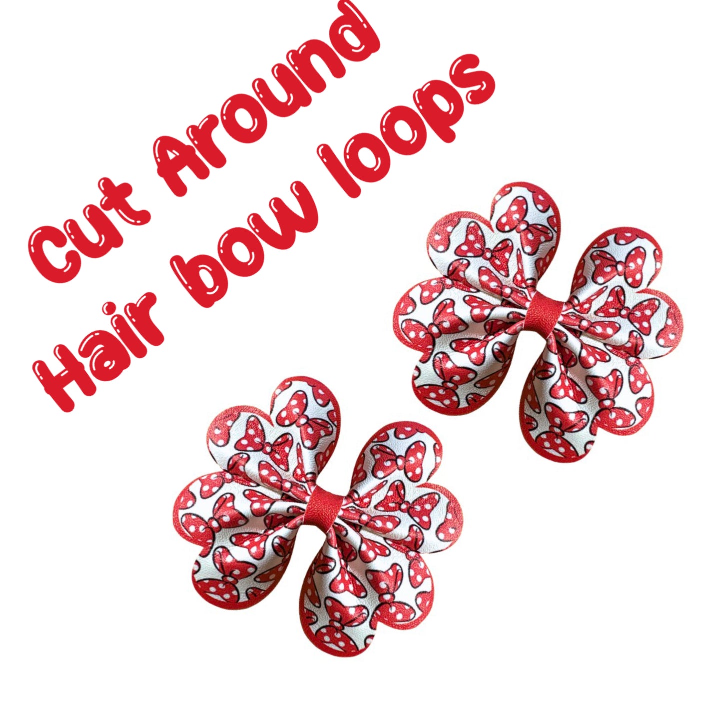 5 x Cut around scallop Pinch leatherette bows 3.5” bows