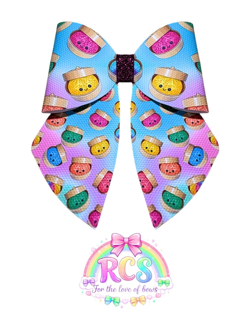4 x printed in house Leatherette cut around bow loops and sailor Tails 3.5” Little Dumplings