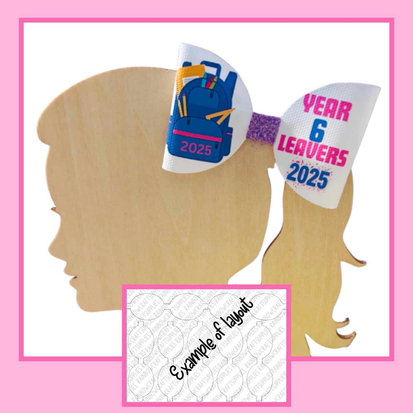 Year 6 Leavers theme themed pre printed canvas hair bow loops x 7