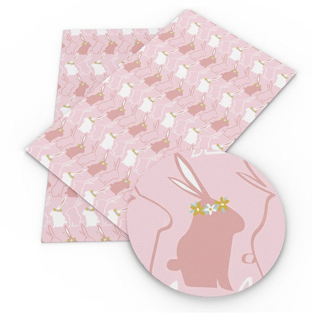 Pastel bunnies leatherette fabric A4