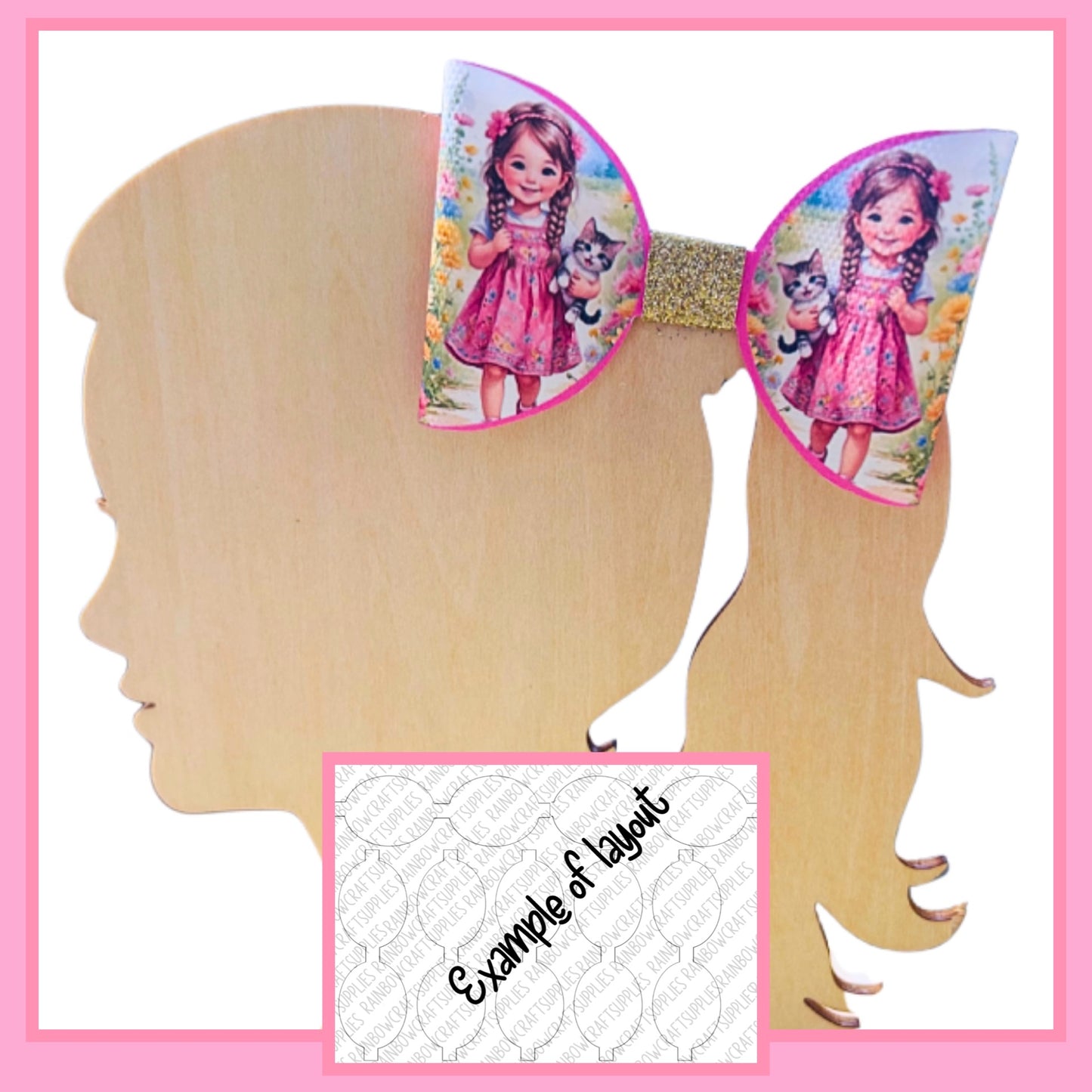 My kitty cat theme themed pre printed canvas hair bow loops x 7