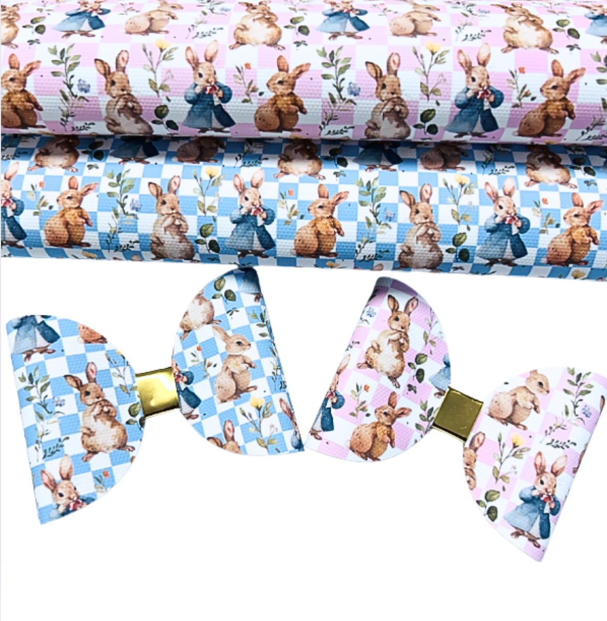 Cute Rabbit pre cut Canvas bow loops x 4