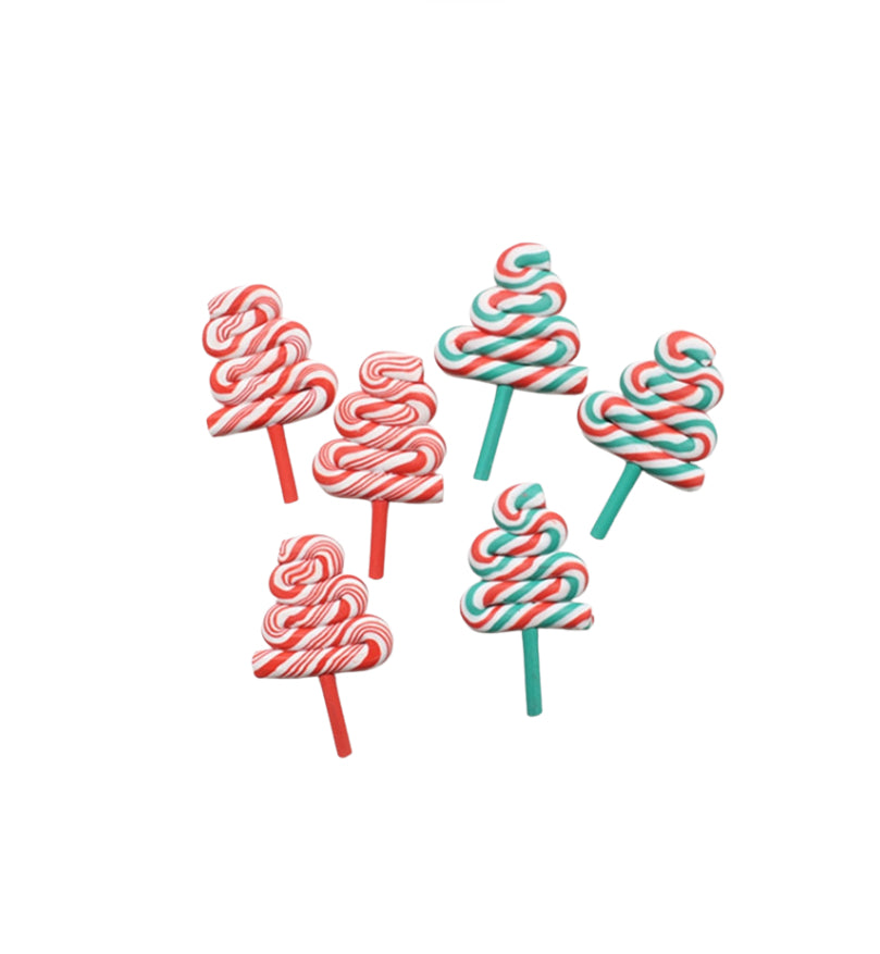 Christmas Tree candy cane Clay lollipop flatback embellishments