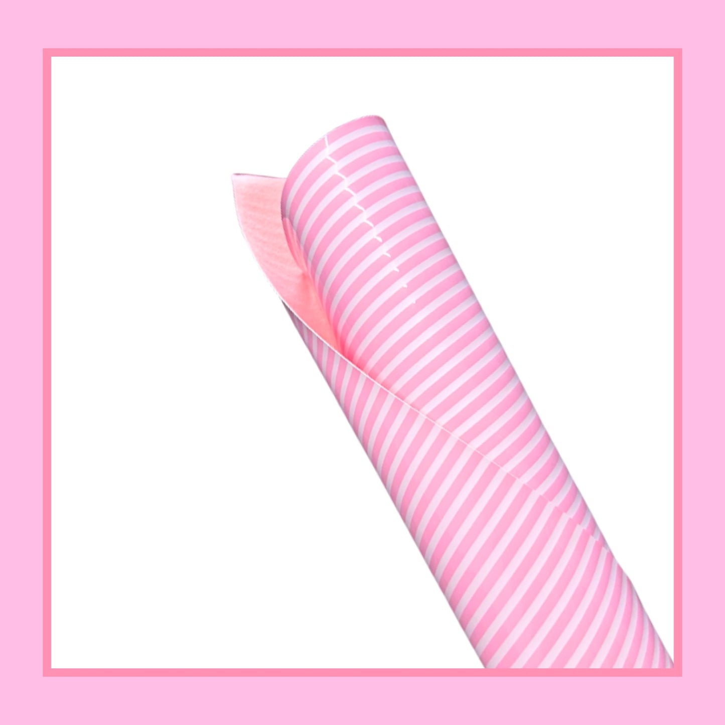Stunning pink striped patent leatherette fabric A4