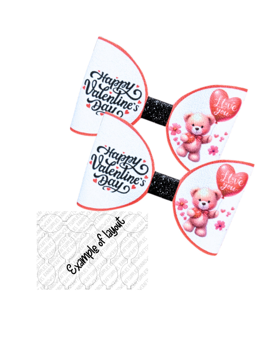 7 x valentines Day pre printed canvas hair bow making loops 3.5”