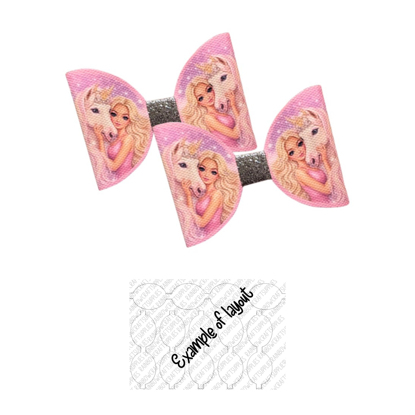 7 x Pony love pre printed leatherette bow loops 3.5”