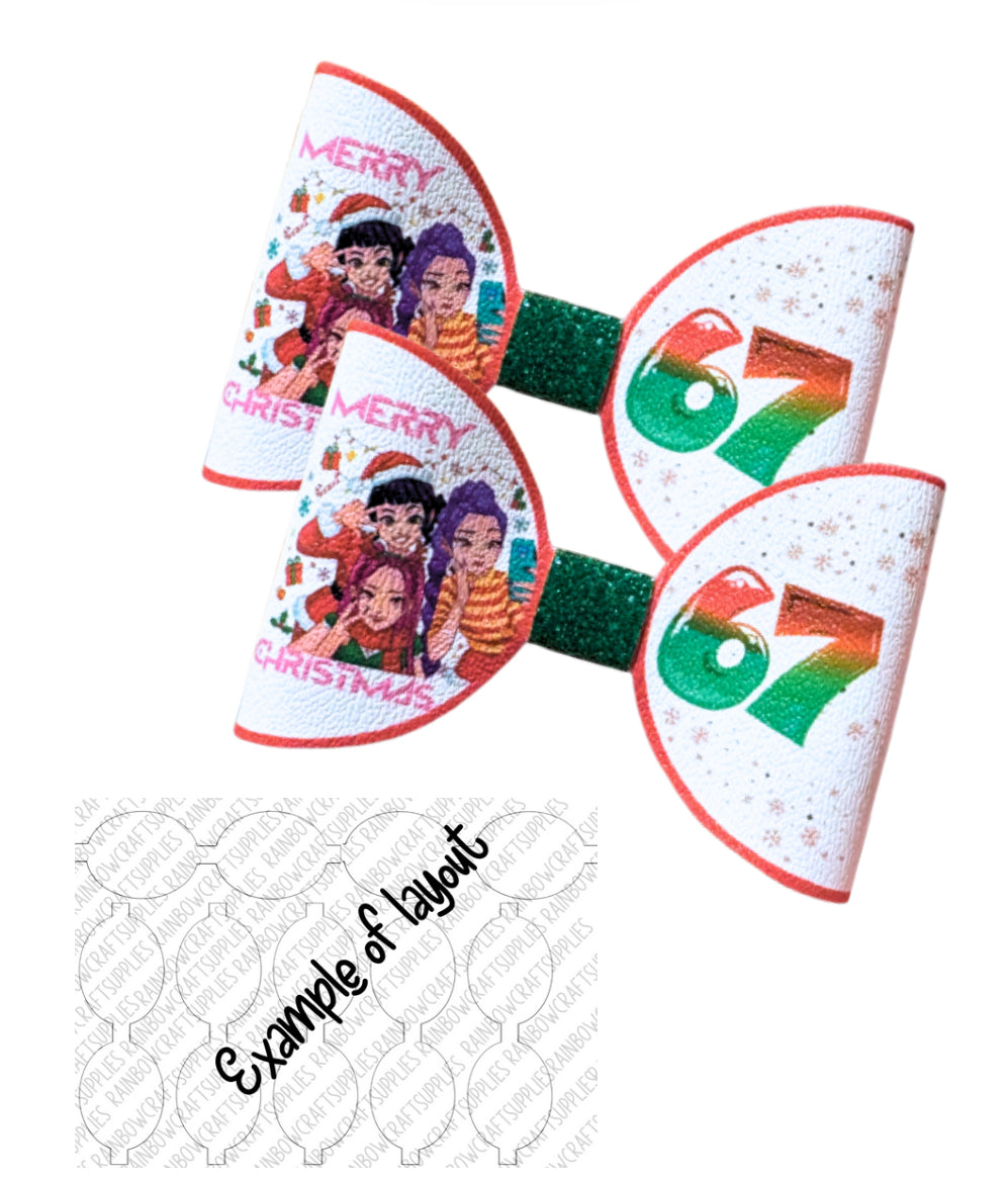 7 x K-Pop Christmas Meme 6 7 themed bow loops 3.5”