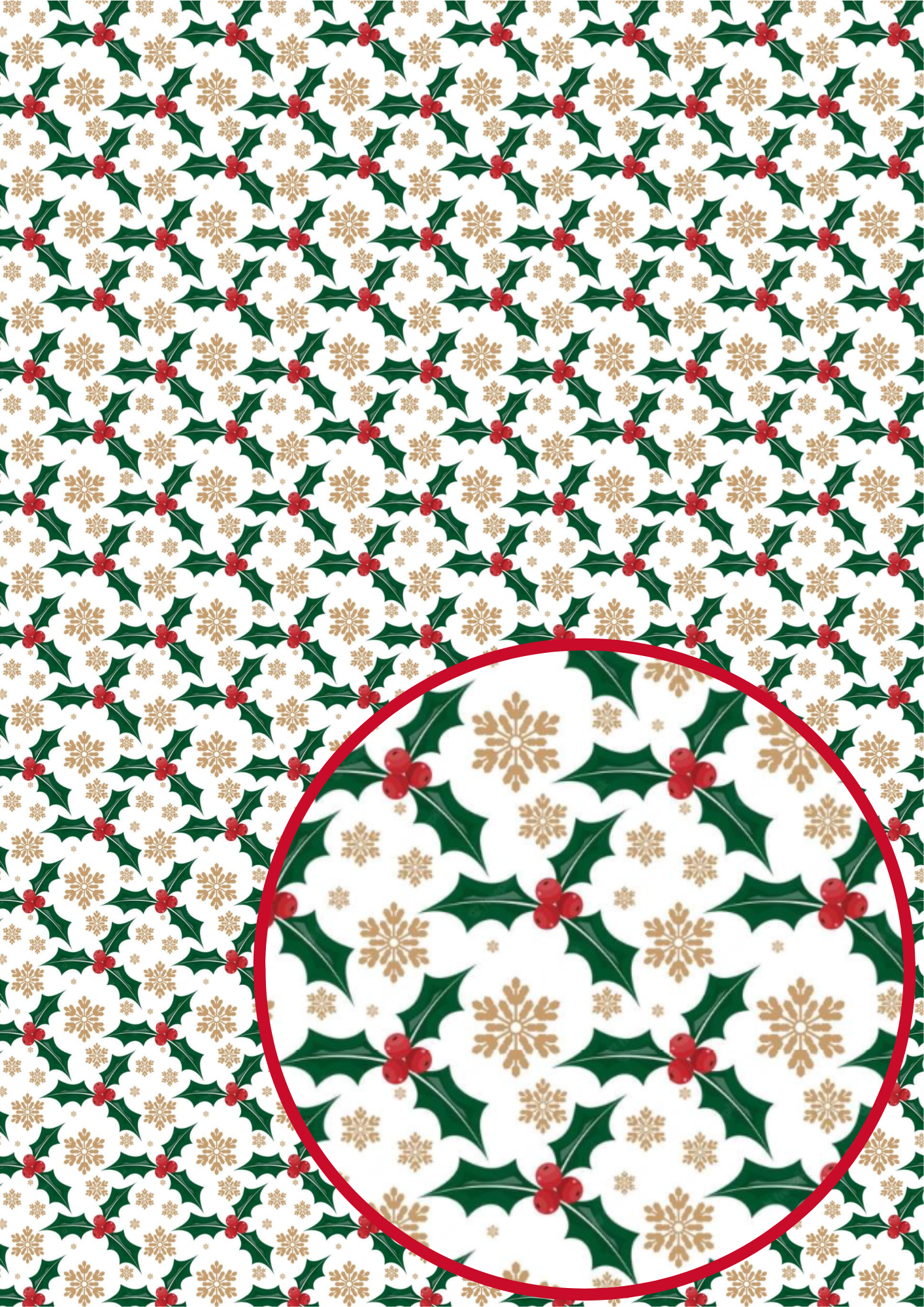 Sparkle Holly in house printed leatherette fabric A4
