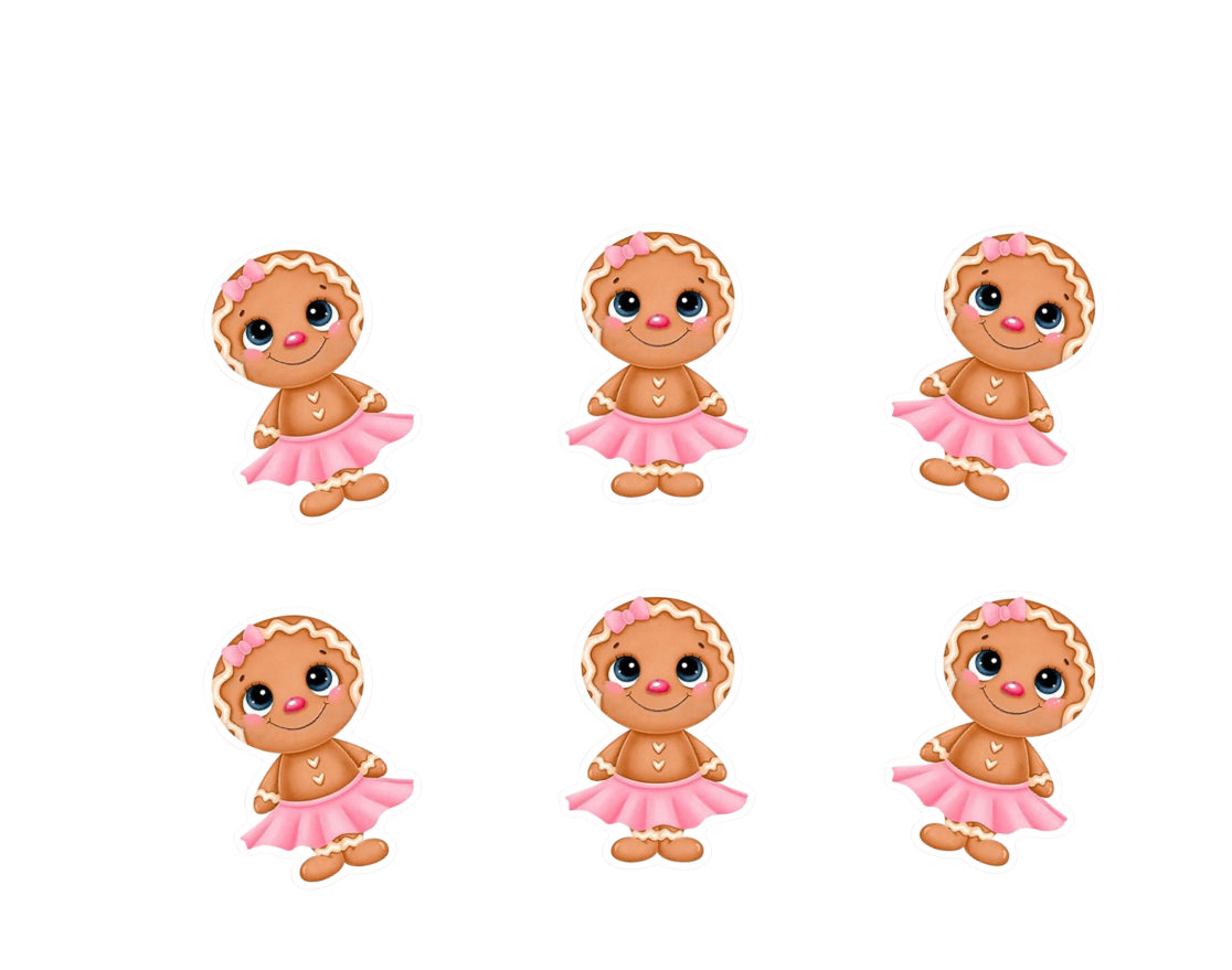 Gingerbread girl & cupcakes laser cut flat back embellishments x 4