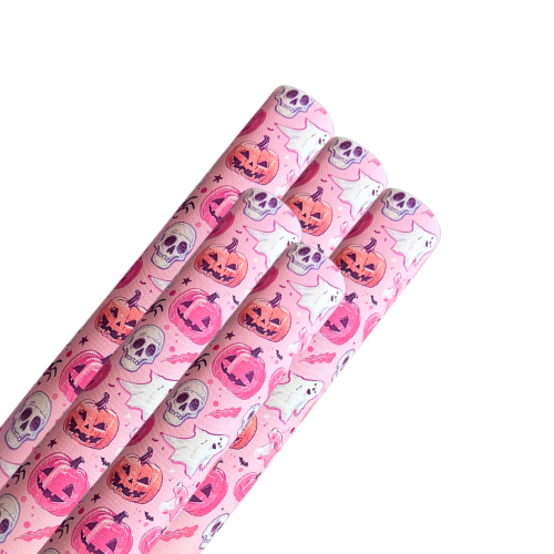 Halloween Ghost and ghouls themed printed premium canvas fabric fabric ghostly skulls