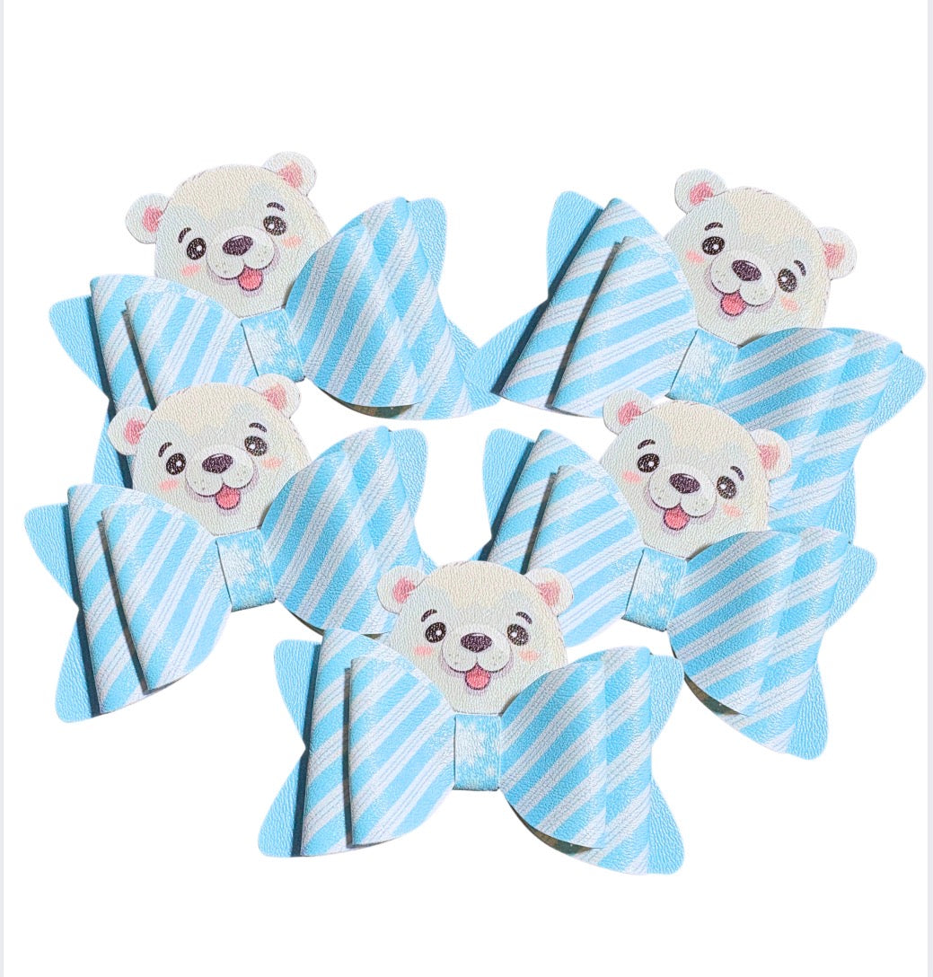 3 Pop-up Winter Bear Cut around hairbow loops Tails & Centre strips 3.5”