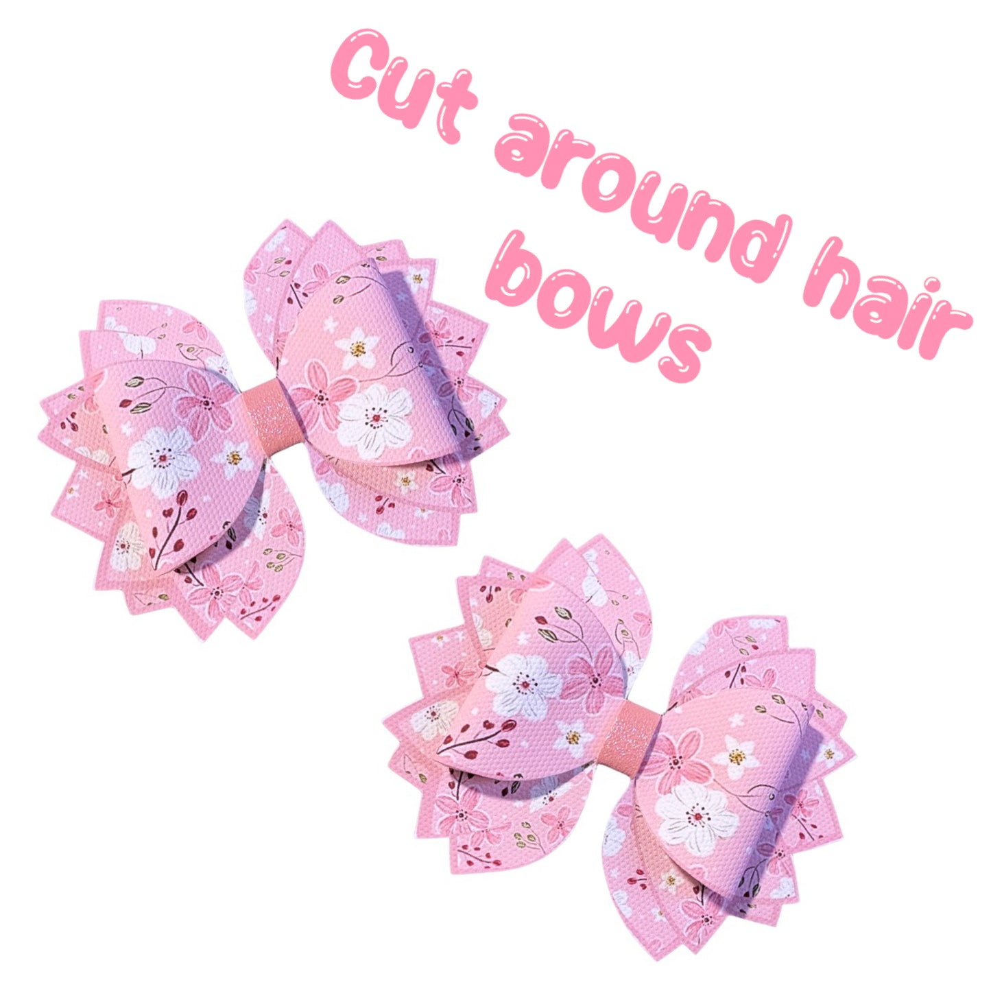 4 x cherry Blossom cut around Stacked bow set 3.5”