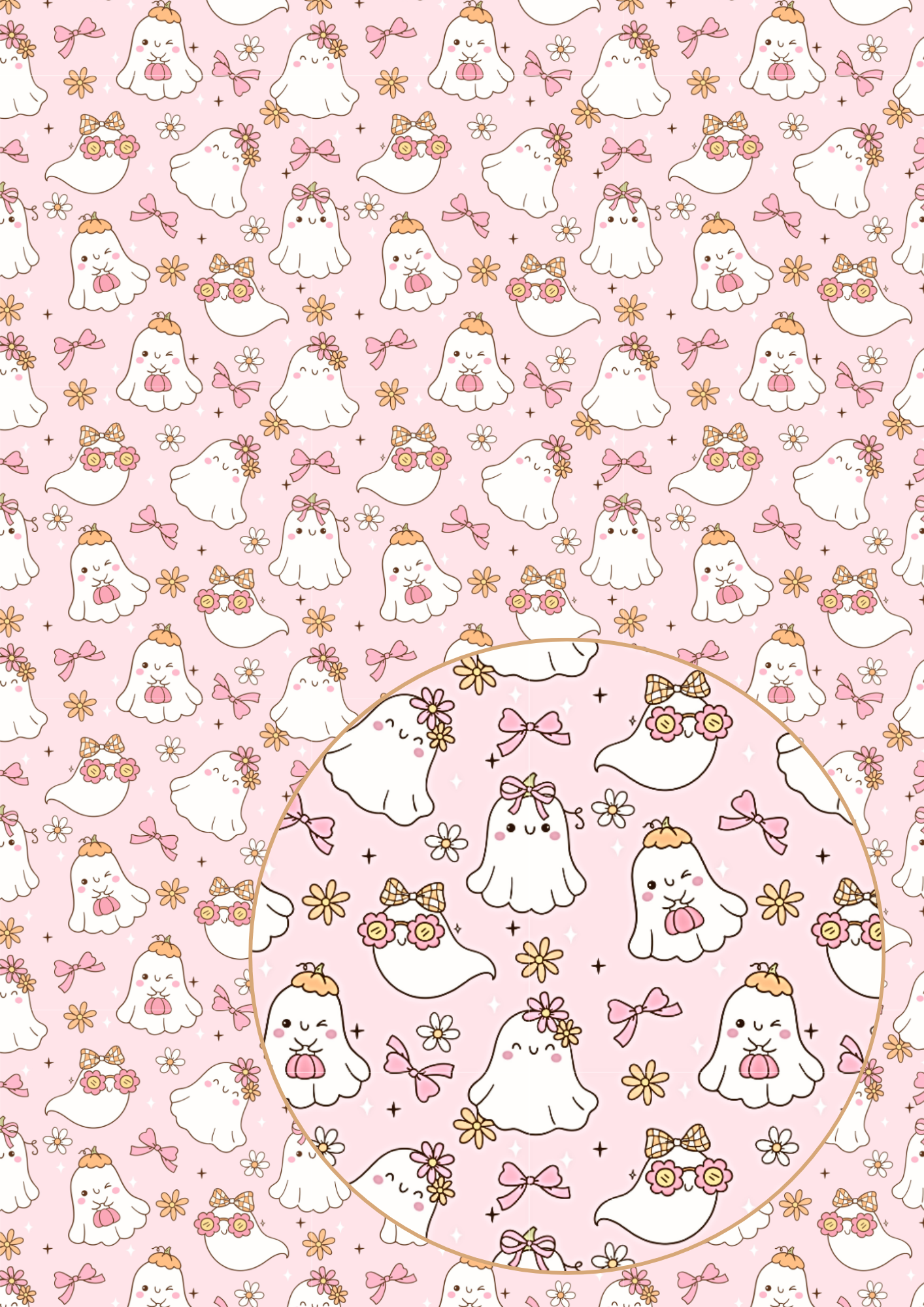 In house printed Leatherette fabric A4 Groovy ghost