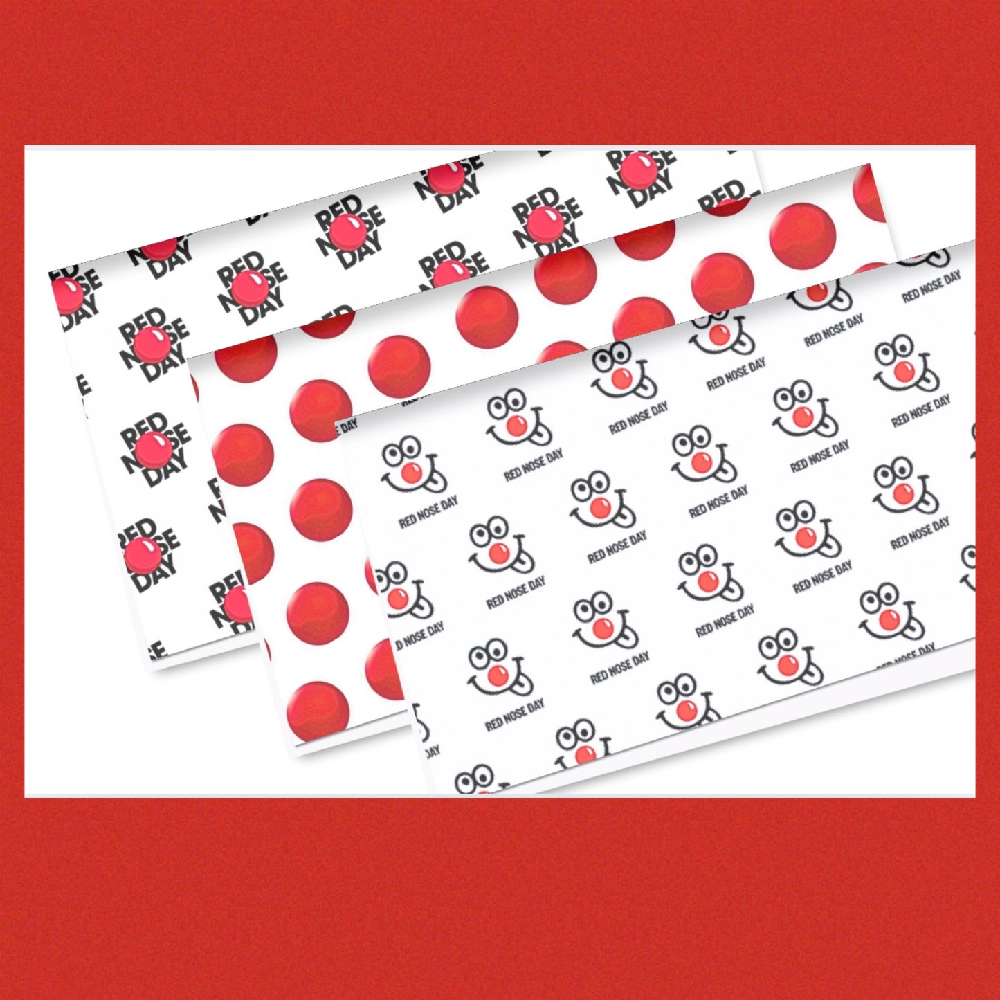 Red Nose Day theme canvas printed 3 piece set