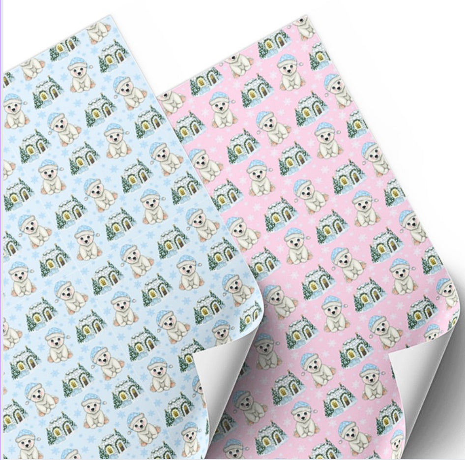 A4 Christmas Polar Bear two piece canvas fabric set