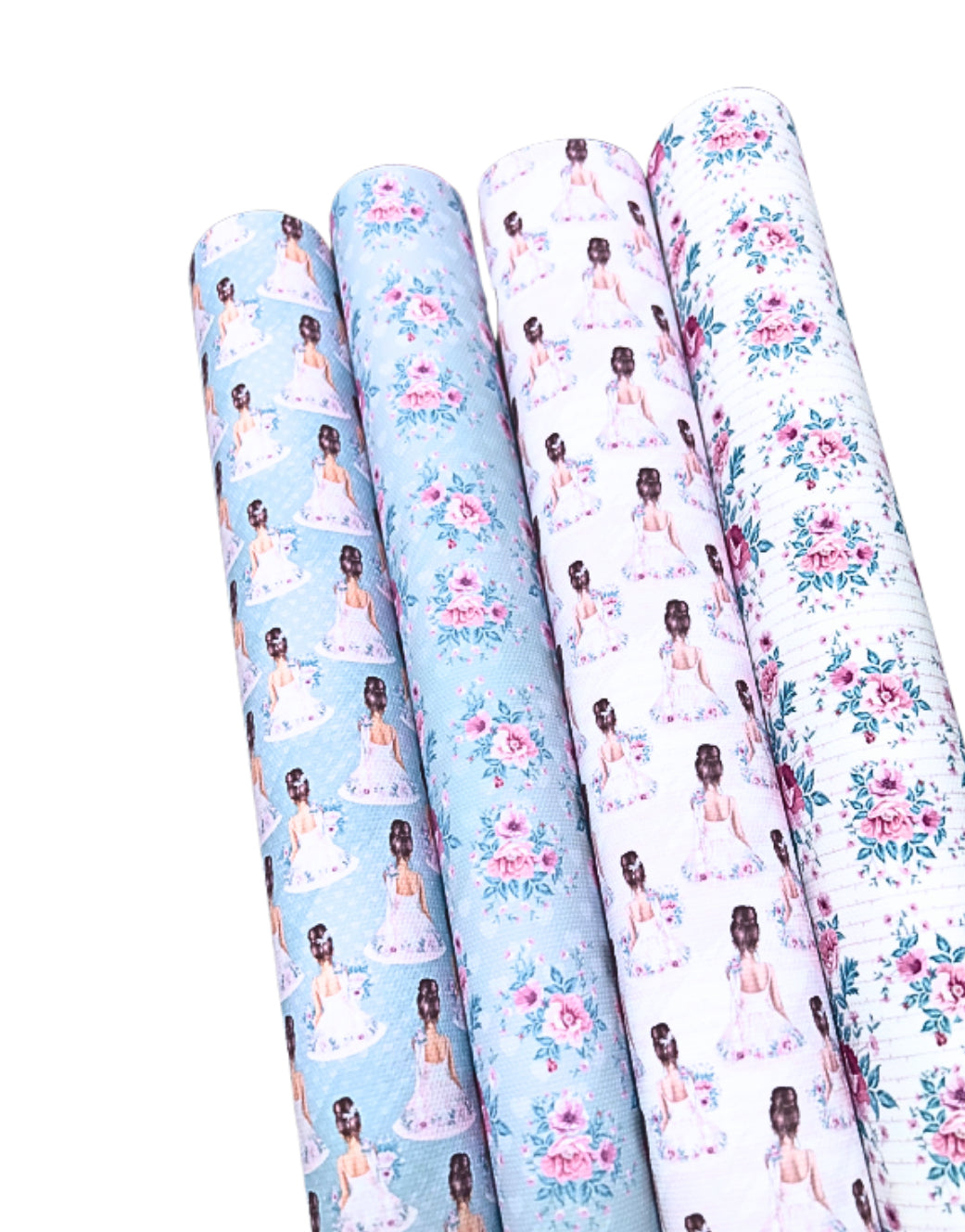 Set of 4 Blue ballerina themed printed premium canvas fabric A4