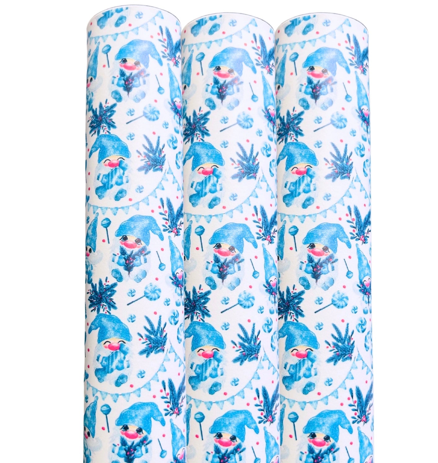 Blue Candy cane Gonk Christmas Gonks smooth leatherette fabric