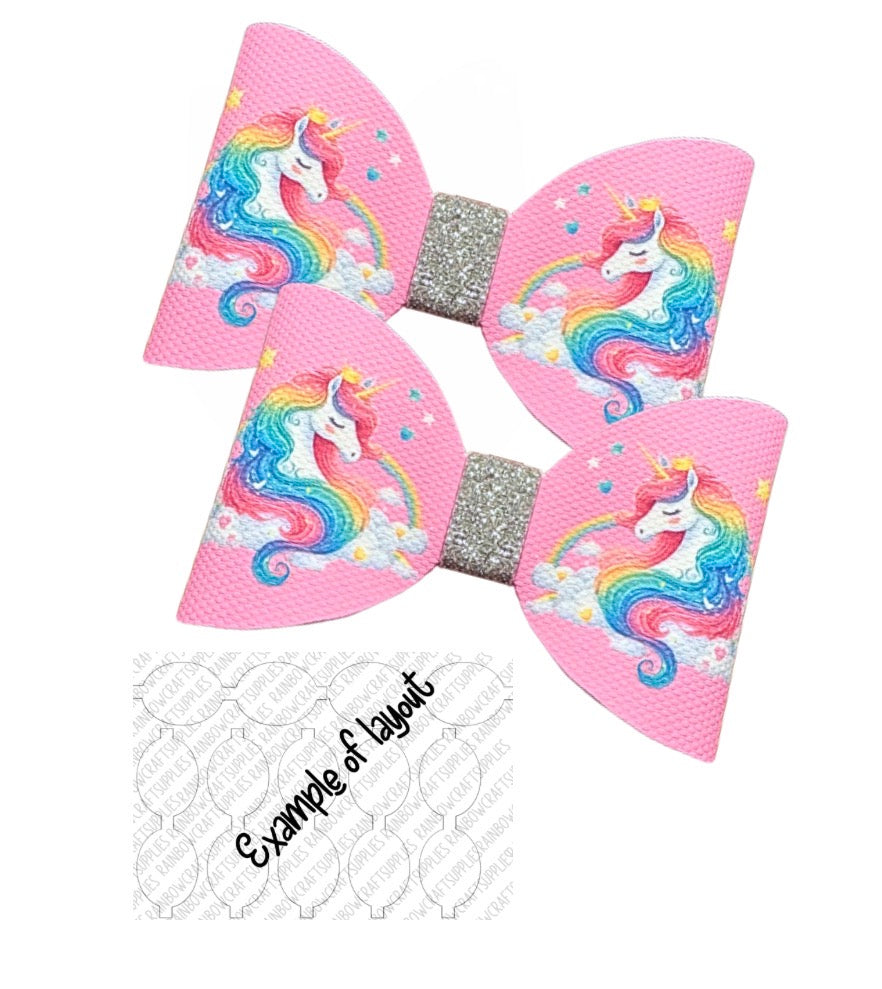 7 x Rainbows & Unicorn themed canvas Hair bow loops 3.5”