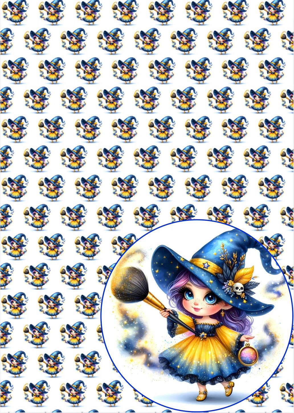 In house printed Leatherette fabric A4 Love of Beauty witch
