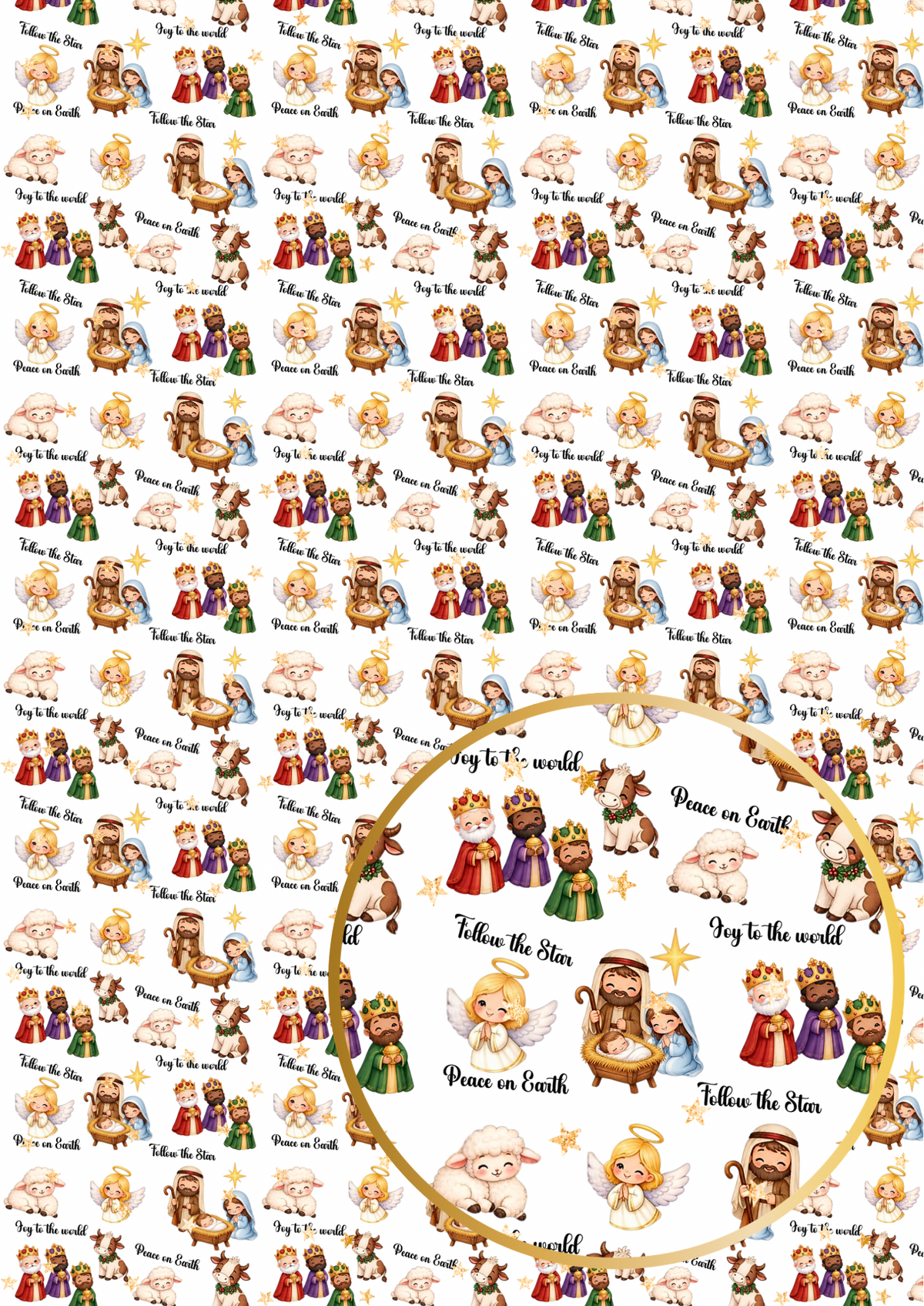 Nativity leatherette or Canvas Fabric A4