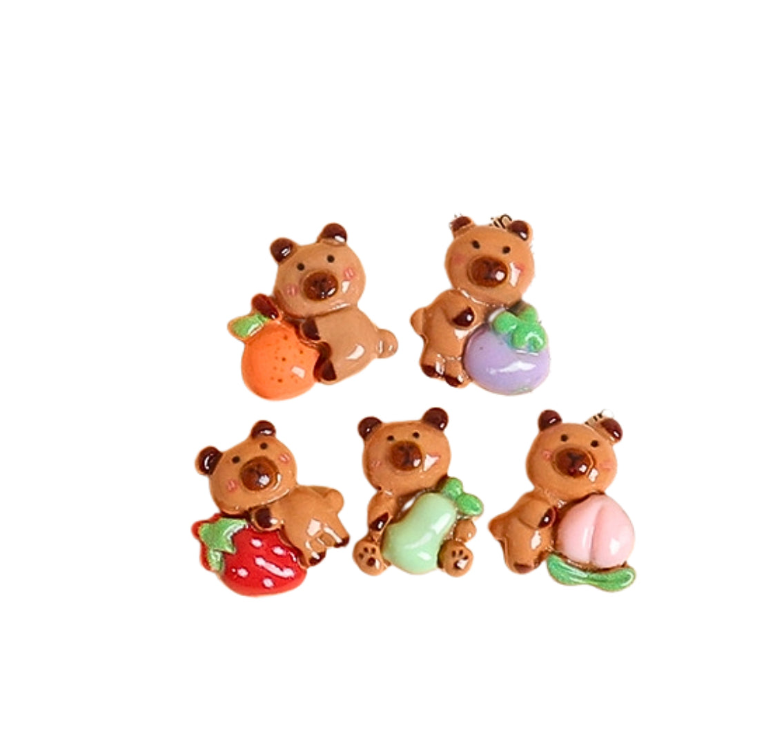 Cute Capybara flatback Embellishments x 5