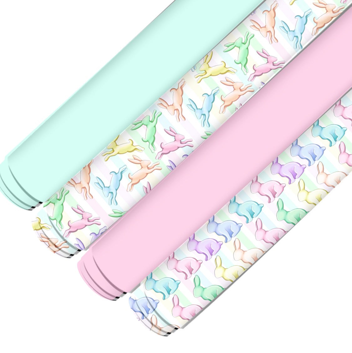 4 Piece Hopping bunny pastel themed printed premium canvas fabric fabric A4