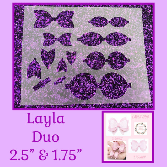 Layla duo shaped plastic Hair bow stencil 2.5”, 1.75”