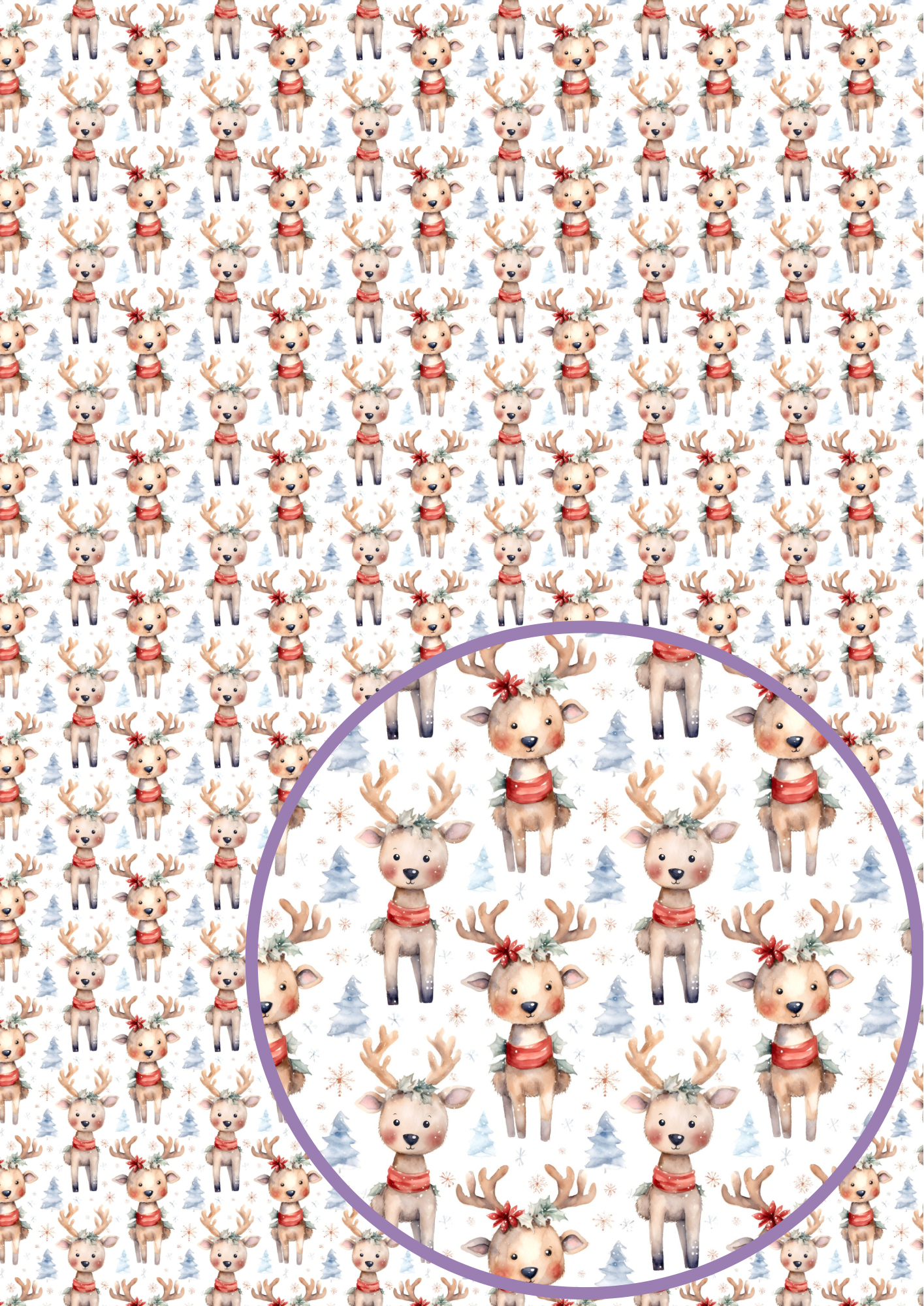 Festive Reindeer Fabric A4