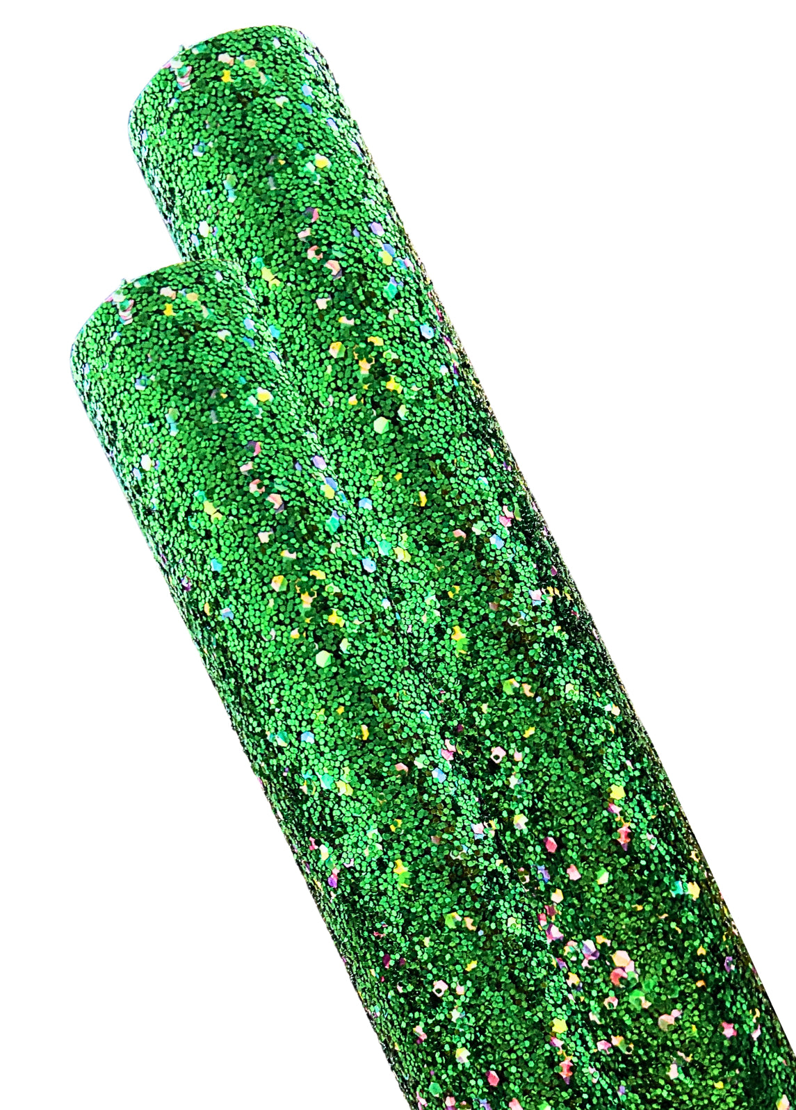 Green Mixed chunky glitter fabric A4