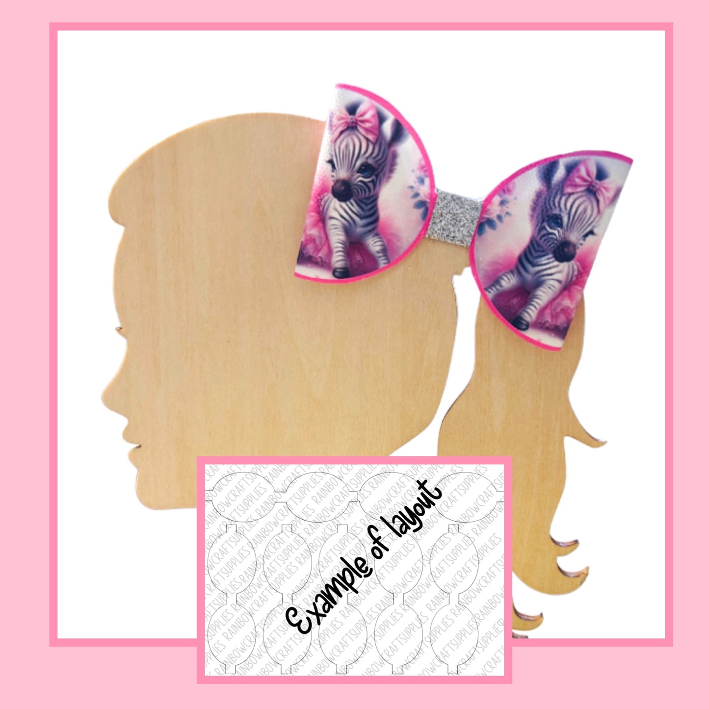 Zebra Cute In a Tutu theme themed pre printed canvas hair bow loops x 7