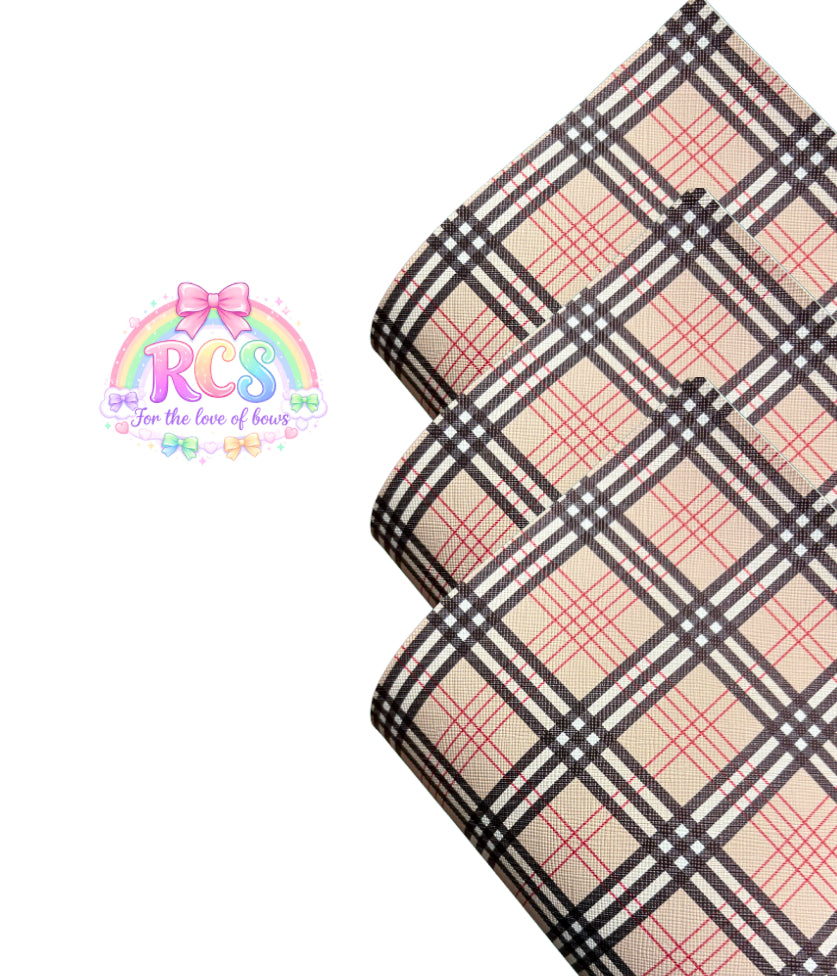 Cream Tartan leatherette fabric A4 St Patrick’s day