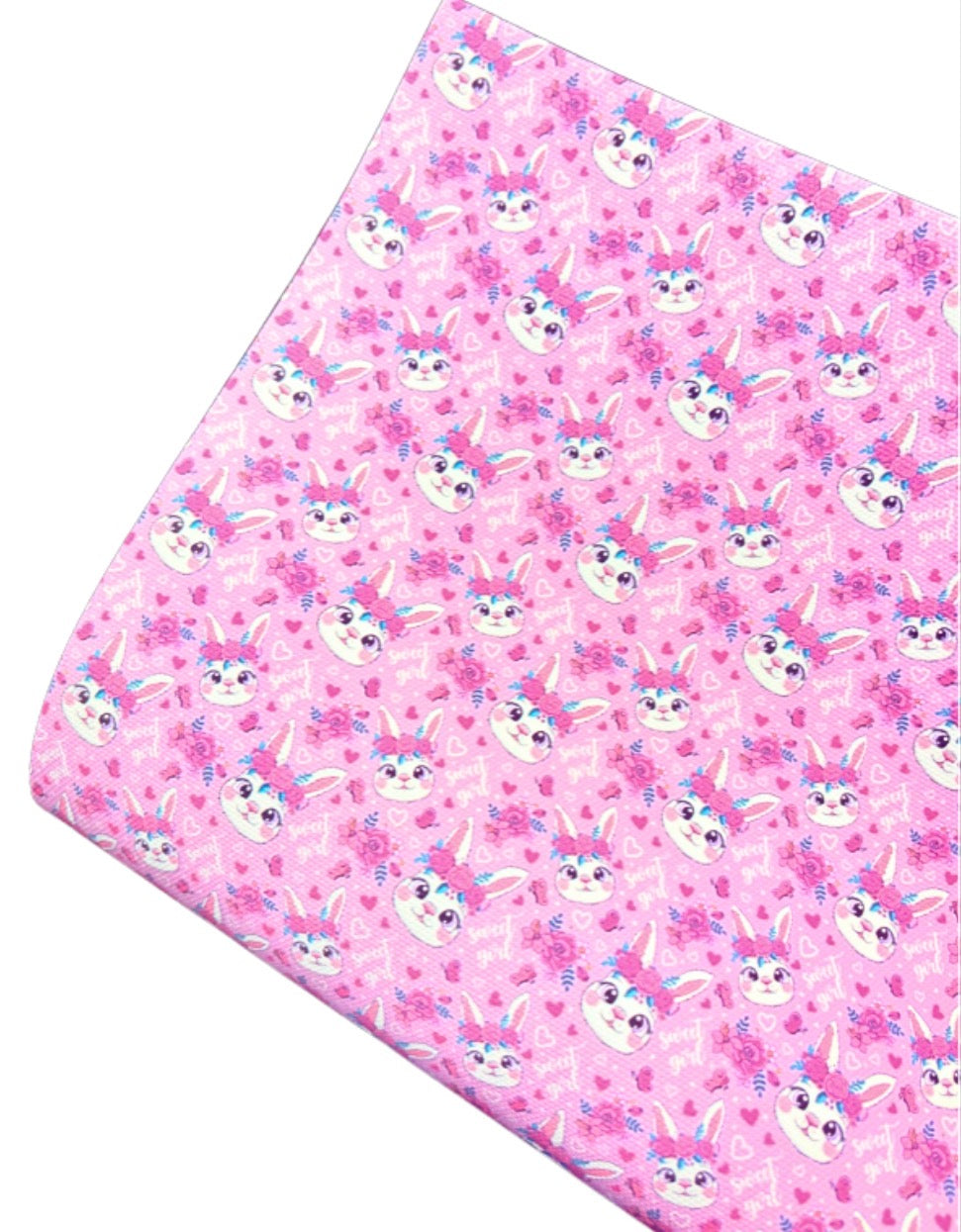 In house printed leatherette Fabric A4 Hoppy Bunny