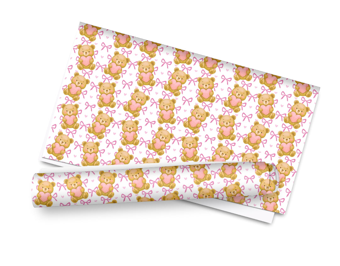 Teddy hearts printed premium canvas fabric fabric A4