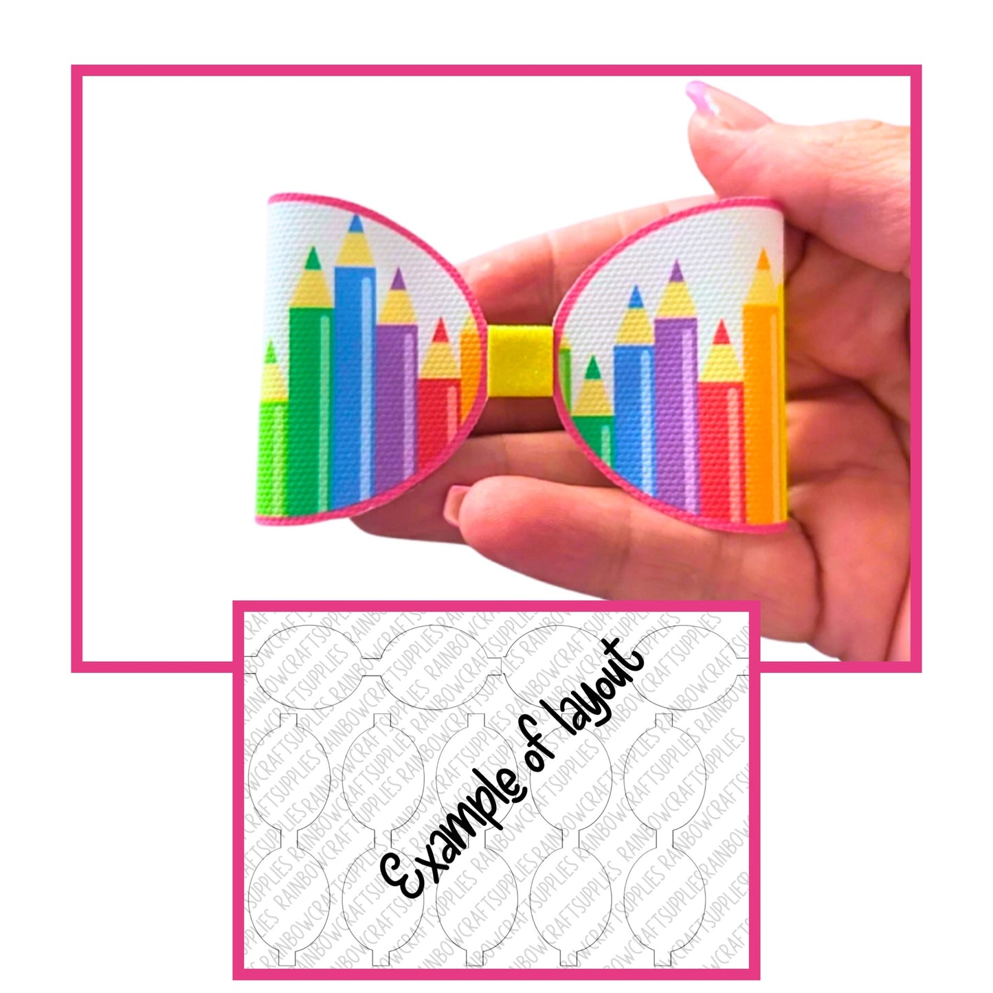 7 x Bright pencil print Hair bow loops