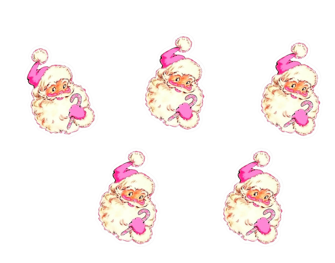 Pink Santa laser cut flat back embellishments x 4